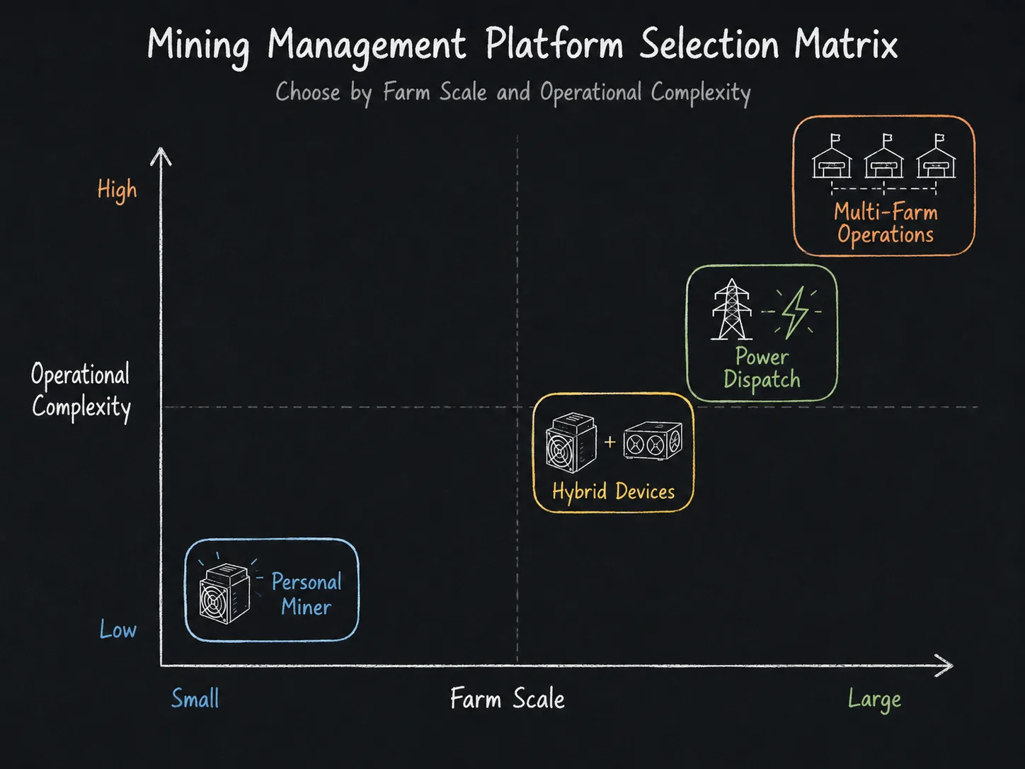 Which Bitcoin farm management platforms to prioritize by farm scale and operating need